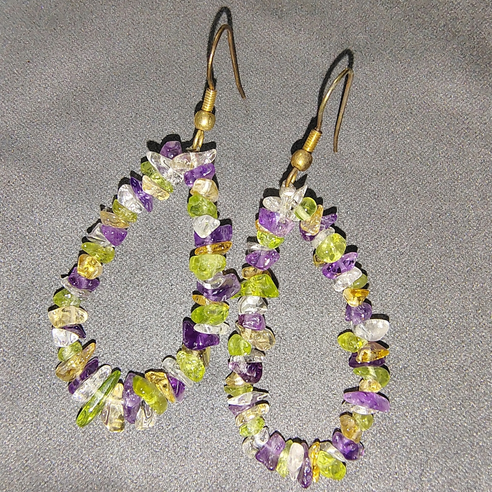 Multicolor Stone Drop Earrings - image 1